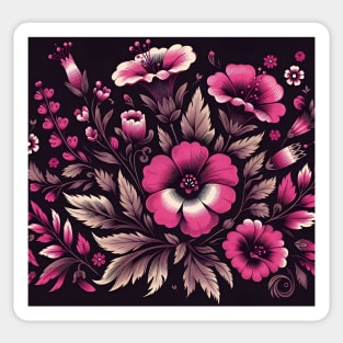 Magenta Floral Illustration Sticker